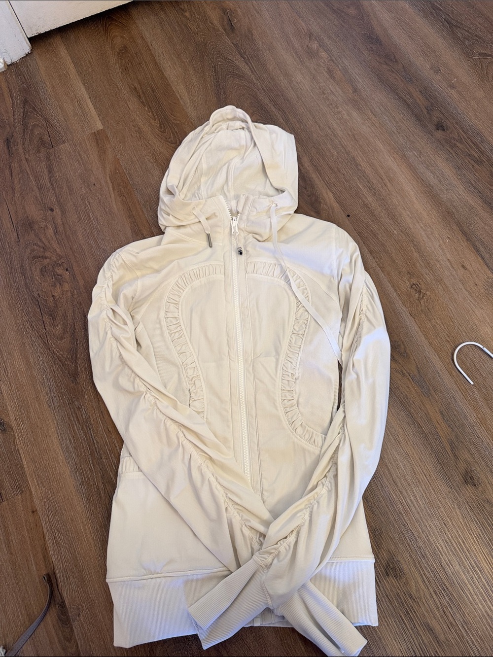 lululemon athletica Cream Hooded Zip Bomber Jacket